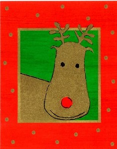 UNUSED Caspari Sample Christmas Card:  Rudolph The Red Nosed Reindeer