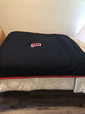 DeLONG Wool Throw Blanket 68x57" Black with Red Border 80% Wool Monogram BA - Image 1 of 4