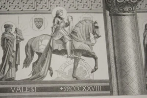 JEANNE D'ARC A CHEVAL GRAVURE PRINT 1877 R2799 - Picture 1 of 1