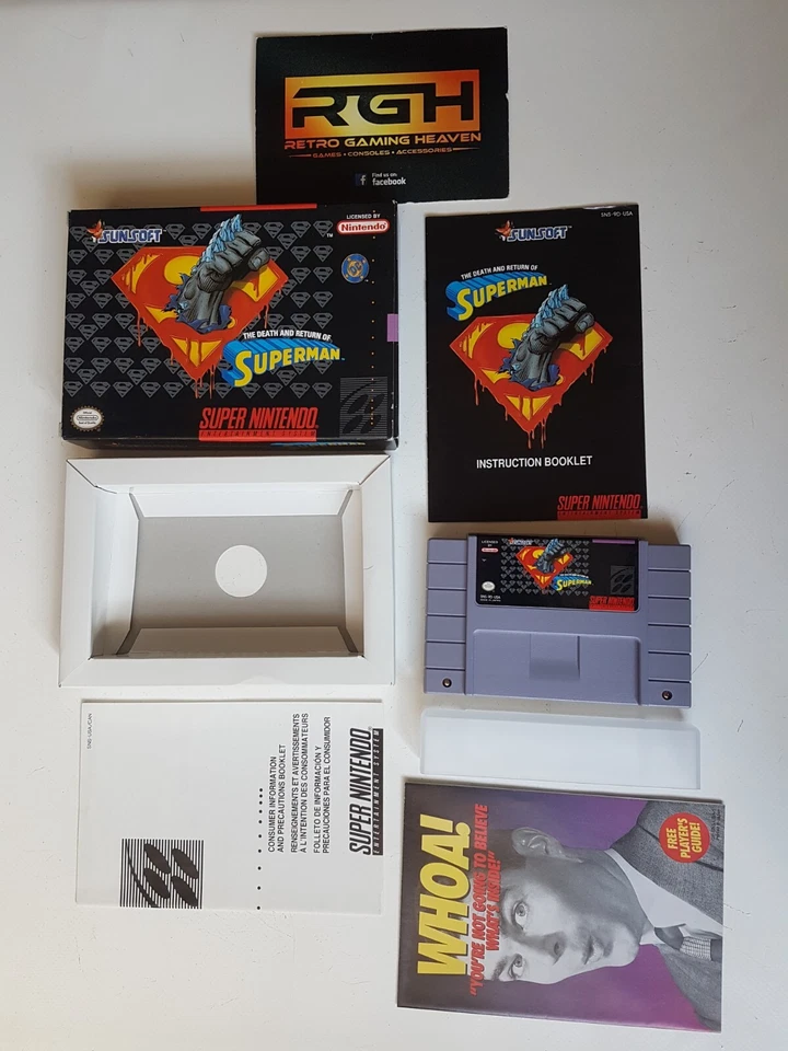 THE DEATH AND RETURN OF SUPERMAN SUPER NINTENDO USA SNES GAME NEAR MINT CON - Image 1 of 4