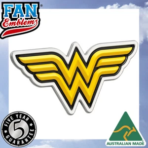 Wonder Woman Logo 3D Car Badge (Yellow and Chrome) - Picture 1 of 7