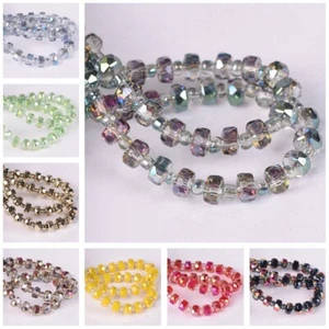 1 Strang (100 Stck.) 6 mm x 3,5 mm Flach Rund Facettiert Kristall Glas Zwischenring Perlen Posten - Bild 1 von 31