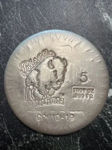 2020 Limited 5 Troy Oz Silver Stamped Bison Bullion Round Specially Edition - Picture 1 of 2