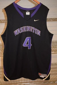 Washington Huskies Sewn Logos Nike Basketball Black Jersey #4 Large +2 Men - Picture 1 of 8