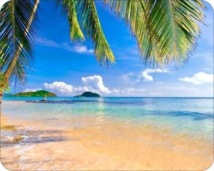 Impresionante alfombrilla de ratón Hawaii playa arena palmeras olas del océano diseños artísticos novedad - Imagen 1 de 2