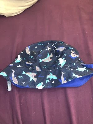 Wonder Nation Toddler Girls Reversible Sunhat (One Size) Blue Sharks - Image 1 of 3