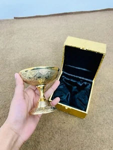 Brass Chalice wine Glass| Goblet Cup| Kitchen & Bar Decor| Brass glass With Box - Picture 1 of 5