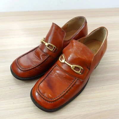 Italian Loafer Kids 35 2.5 Bourbon Brown Leather Horsebit Slip On Dressy VINTAGE - Image 1 of 4