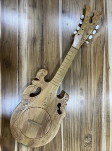 RARE Tahitian Ukulele 8 String Wood Carved Tiki Guitar Polynesian Hawaii Tahiti - Picture 1 of 17
