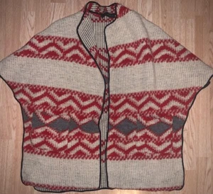 Zara Woman Aztec Cape Poncho - Beige, Red, Black Medium - Picture 1 of 5