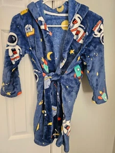 Space Astronaut Bathrobe Boy/Gir Faux Fur Fleece Sleepwear Robe Hood size small - Picture 1 of 8