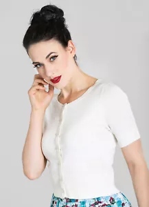 Hell Bunny «WENDI VINTAGE» Halbarm 50s Retro Cardigan STRICKJACKE Rockabilly - Picture 1 of 2