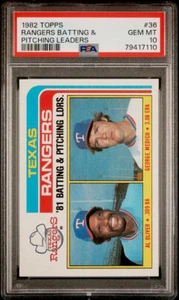 (POP 17) PSA 10 1982 Topps Baseball #36 Rangers Team Leaders (GEM MINT) - Picture 1 of 3