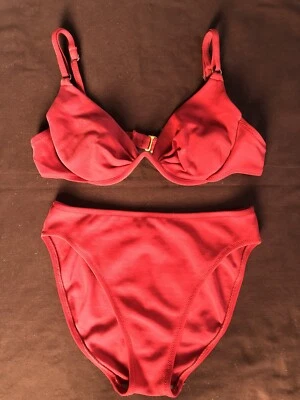 De Colección Años 90 Robin Piccone Bikini ROJO 2 PC Traje de Baño Conjunto Talla 11/12 Herrajes Dorados LEER Foto 1 de 4