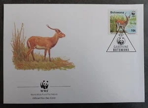 1988 Botswana World Wildlife Fund FDC ties 10t Stamp cd Gaborone - Picture 1 of 2