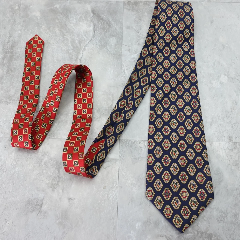 Corbata para el cuello para hombre TOMMY HILFIGER azul cachemir medallón seda italiana diseñador EE. UU. Foto 1 de 4