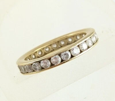 14K Yellow Gold CZ 3mm Eternity Anniversary Band Ring 2.9gm 0.75ctw - Image 1 of 4