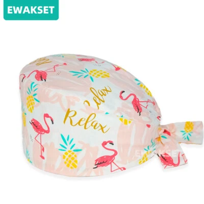 Women men Surgical Scrub Caps Animal printed medical nursing hat chef Dental Cap - Image 1 of 4
