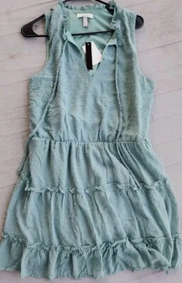 Speechless Dress XL Juniors Green Sleeveless Tiered Lined Blouson Clipdot Sage - Image 1 of 4