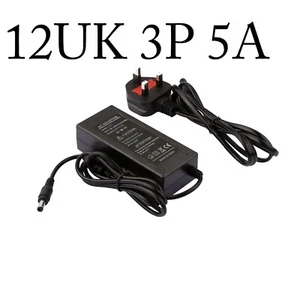 AC DC 12 V 5 A 60 W Netzteil Adapter Ladegerät für LED CCTV 3-poliger UK-Stecker - Bild 1 von 5