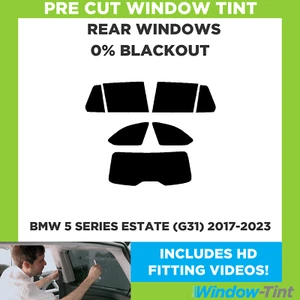 For BMW 5 Series Estate (G31) 2017-23 Pre Cut Window Tint Rear 0% Blackout Film - Picture 1 of 10