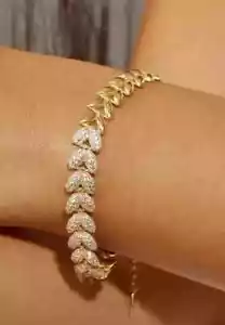 4Ct Round Cut Lab-Created Moissanite Women Leaf Bracelet 14K Yellow Gold Plated - Picture 1 of 6