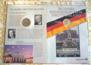 NUMISBLATT DEUTSCHE POST  2 DM MÜNZE " 50 JAHRE BUNDESREPUBLIK DEUTSCHLAND " - Bild 1 von 2