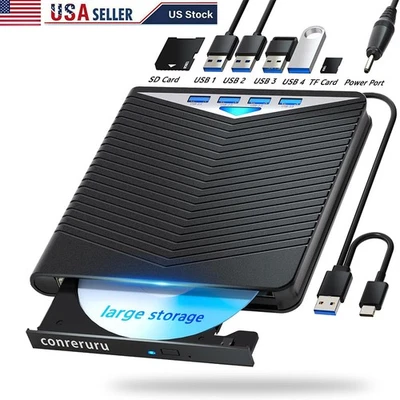 External CD DVD Drive CD/DVD Burner USB 3.0 Disk Drive for PC Windows /10/8/7  - Image 1 of 4