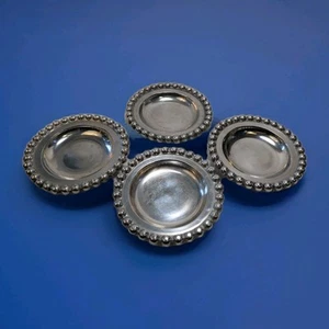 Vintage Pewter Bubble Edge Dish, Coasters Or Ashtrays Set of 4.  Made In India. - Picture 1 of 15
