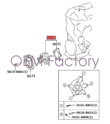 1610029158 2004-2006 For SCION XA XB Hatchback 1.5L OEM Dayco Engine Water Pump - Image 1 of 3