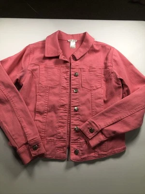 Jaqueta jeans feminina Venus botão frontal algodão rosa retrô feminina PEQUENA - Imagem 1 de 4