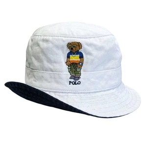 Polo Ralph Lauren Men’s White Polo Bear Bucket Hat Embroidered Logo Cotton NWT - Picture 1 of 12