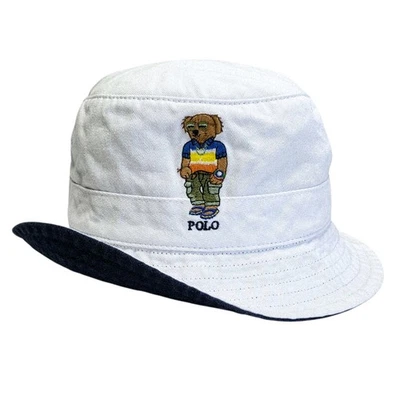 Polo Ralph Lauren Men’s White Polo Bear Bucket Hat Embroidered Logo Cotton NWT - Image 1 of 4