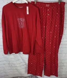 NUEVO CON ETIQUETAS VICTORIA'S SECRET Conjunto Pijama Rojo Brillo Camisa Pantalones Talla Grande $59.95 - Imagen 1 de 16