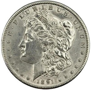 1891-S Morgan Silver Dollar AU Details Cleaned - Picture 1 of 2
