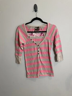 Element womens Size Medium Long Sleeve striped pink and white top - Image 1 of 4