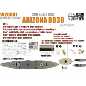 Hunter W20001 1/200 Wood Deck USS ARIZONA BB39 FOR TRUMPETER 03701 - Picture 1 of 2