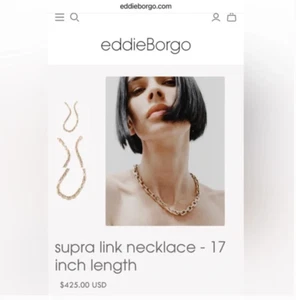 Eddie Borgo Chain Link Necklace Supra Length 17" Gold NEW - Picture 1 of 3
