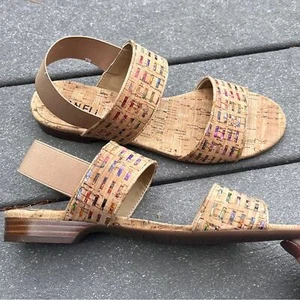 Vaneli Slingback Cork Flat Sandals Multicolor Size 9 - Picture 1 of 10