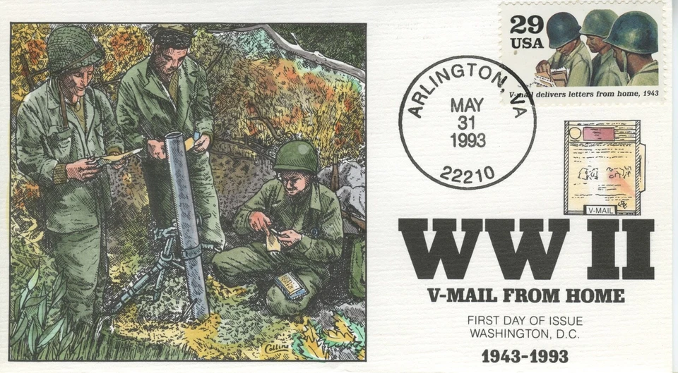 #2765e  WWII V-Mail from Home single FDC Hand-Printed Collins Perfect!!! - Image 1 of 1