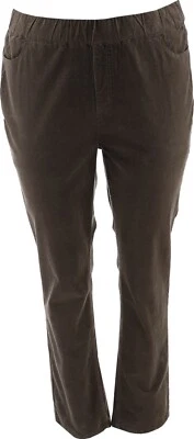 Denim& Co Stretch Corduroy Straight-Leg Pants Olive Stone 18W NWOT (849) - Image 1 of 4