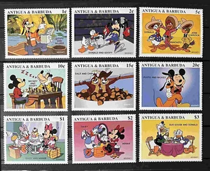 Disney Friends Mickey Minnie Goofy Donald MNH set 9 Stamps 1997 Antigua #2026-34 - Imagen 1 de 1