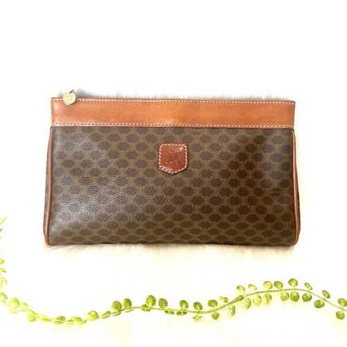 Borsa pochette CELINE Macadam in pelle pvc marrone borsa vintage