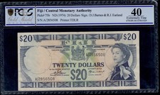 FIJI  20  DOLLARS  ( 1974 )    PICK # 75b  PCGS 40 EXTREMELY FINE.