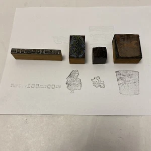 4 Misc Print Type Blocks 3 Wood 1 Metal - Bride Dollars Horse - Picture 1 of 6