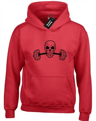 SKULL LIFTING HOODY HOODIE GYM WORKOUT FITNESS TOP BIG TALL 3XL 4XL 5XL - Image 1 of 4