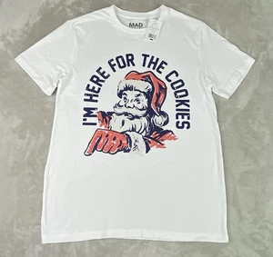Mad Engine Herren Retro Santa Claus I'm Here For The Cookies T-Shirt weiß Erwachsene L - Bild 1 von 10