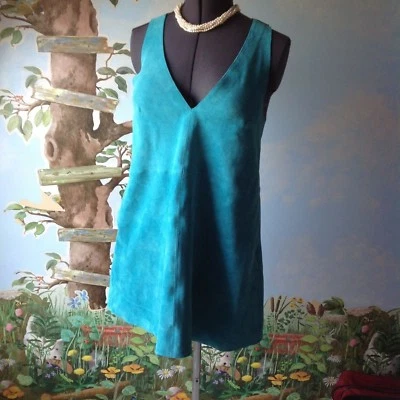 Vestido Free People para mujer sin mangas de gamuza de cuero azul aguamarina talla pequeña nuevo Foto 1 de 4