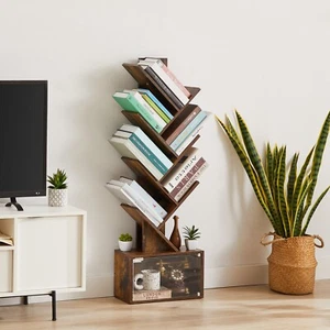 Estantería de madera para librería de árbol organizadora caja de almacenamiento para oficina en casa - Imagen 1 de 20