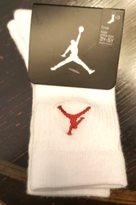 Kids Nike Air Jordan Jump man Crew Socks 3 Pack Size 3Y~5Y [WJ0010 001] - Picture 1 of 5